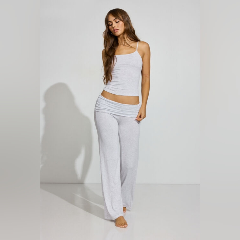 5 For $25✨️New Womens Extra Small XS Y2k Fold Grey Yoga Pants Wide Leg Pant